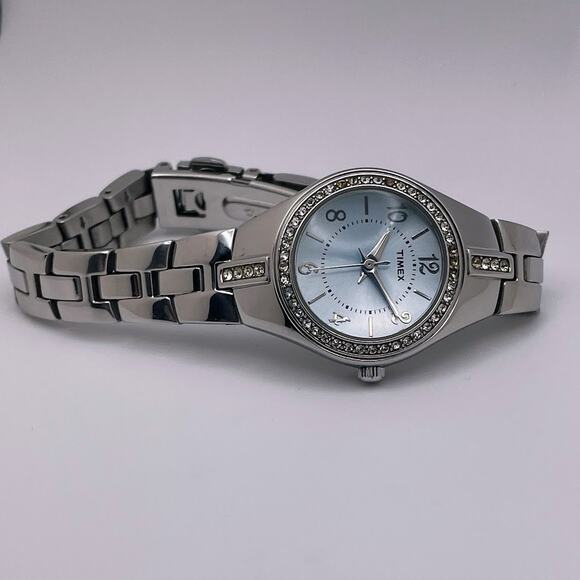 Timex Women's Quartz Watch Light Blue Dial Silver Linked Bracelet - Picture 7 of 9